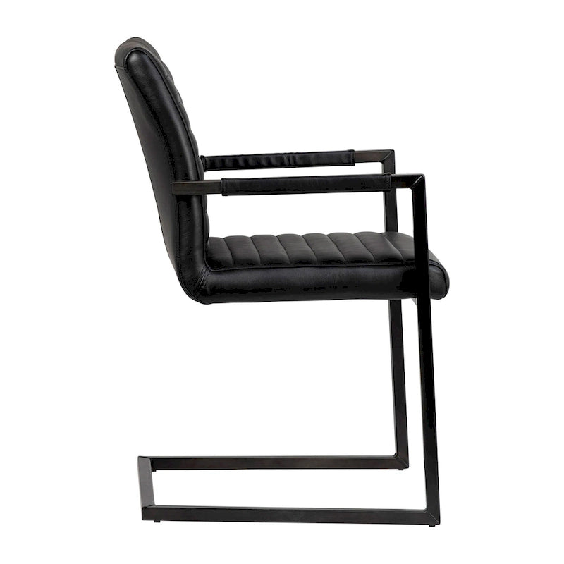 Fauteuil de salle à manger moderne en cuir pleine fleur véritable et acier