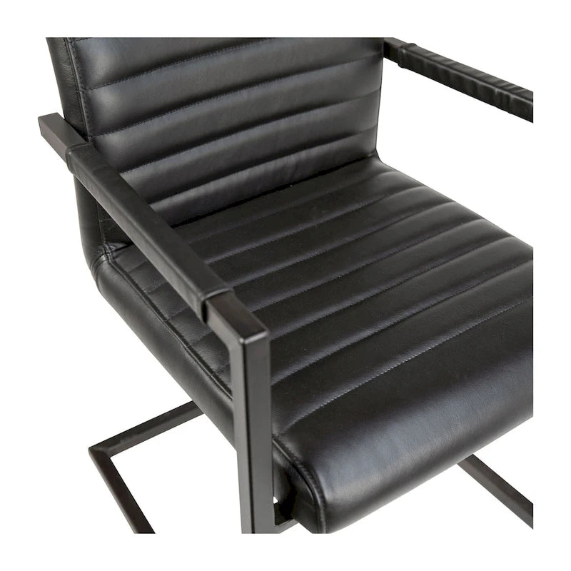 Fauteuil de salle à manger moderne en cuir pleine fleur véritable et acier