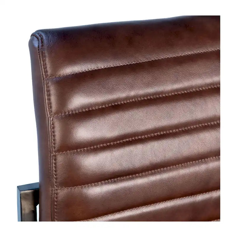 Fauteuil de salle à manger moderne en cuir pleine fleur véritable et acier