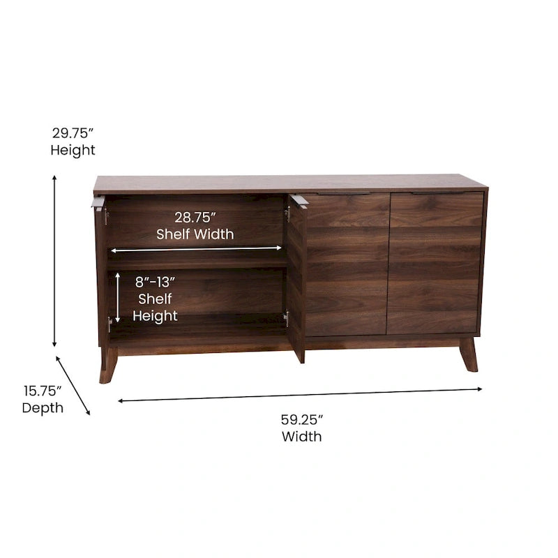 Bahut de 60 po avec 4 portes à fermeture amortie et étagères réglables – 15,75P x 59,25L x 29,75H