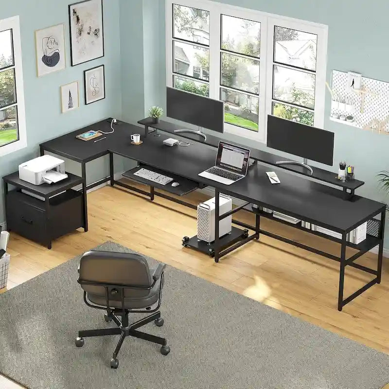 Bureau d'ordinateur en U, bureau de jeu en L, tiroir de classement