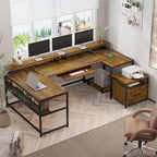 Bureau d'ordinateur en U, bureau de jeu en L, tiroir de classement