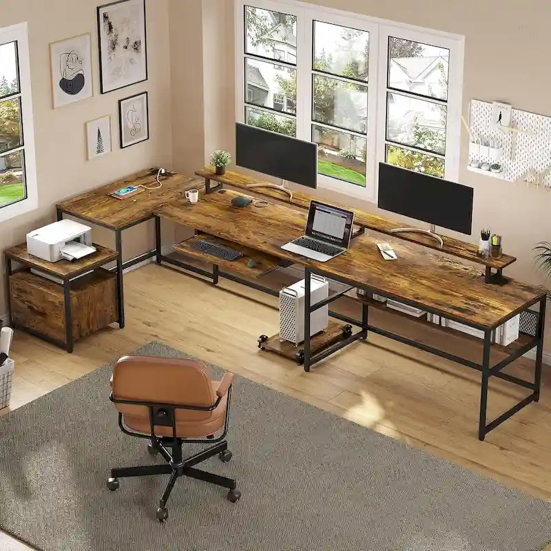 Bureau d'ordinateur en U, bureau de jeu en L, tiroir de classement