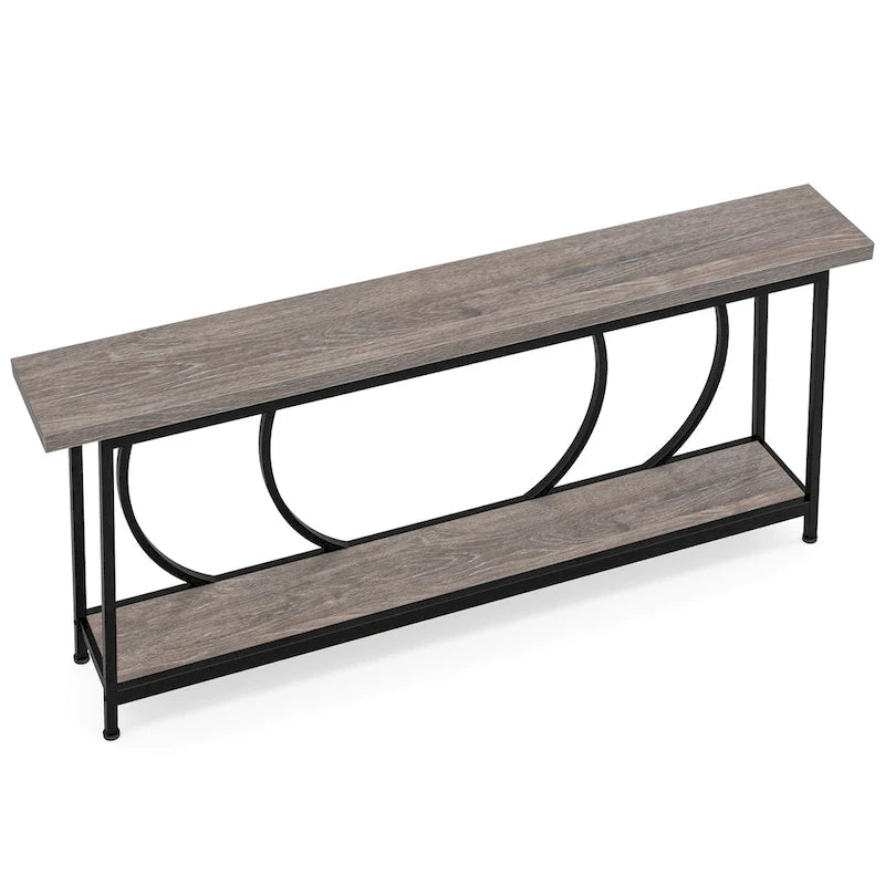 Console étroite extra longue de 180 cm avec cadre en métal pour entrée et salon