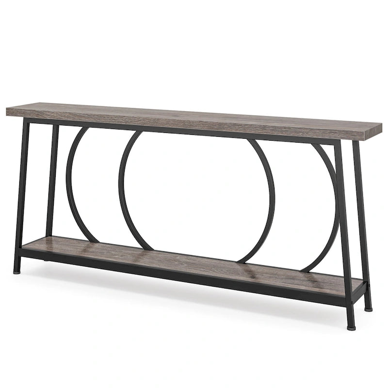 Console étroite extra longue de 180 cm avec cadre en métal pour entrée et salon
