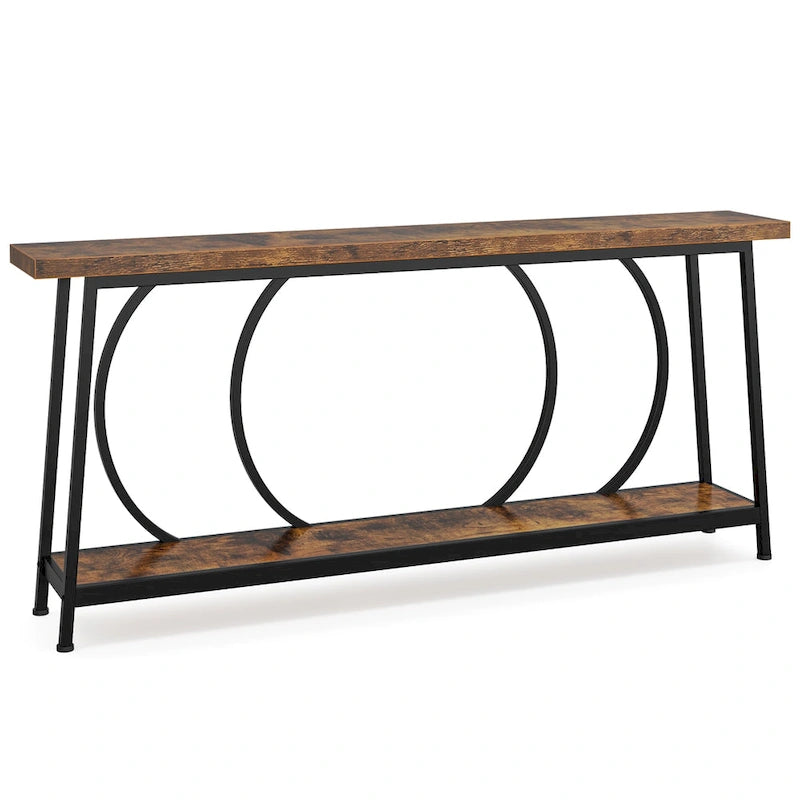 Console étroite extra longue de 180 cm avec cadre en métal pour entrée et salon