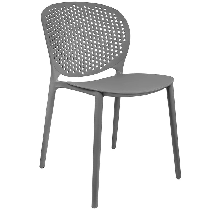 Chaise de salle à manger moderne en plastique pour jardin, patio, intérieur ou extérieur, empilable, protégée contre les UV, sans accoudoirs, avec dossier à pois Surf
