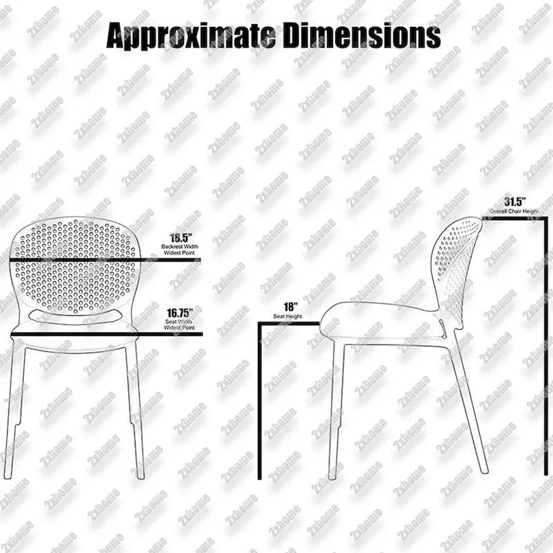 Chaise de salle à manger moderne en plastique pour jardin, patio, intérieur ou extérieur, empilable, protégée contre les UV, sans accoudoirs, avec dossier à pois Surf