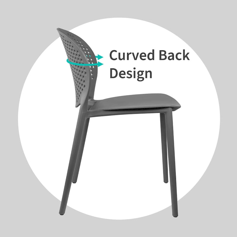 Chaise de salle à manger moderne en plastique pour jardin, patio, intérieur ou extérieur, empilable, protégée contre les UV, sans accoudoirs, avec dossier à pois Surf