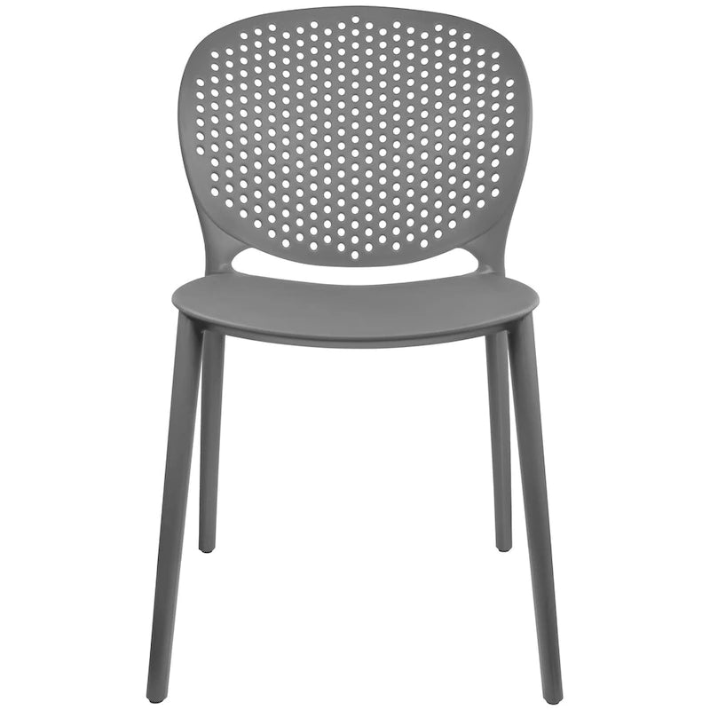 Chaise de salle à manger moderne en plastique pour jardin, patio, intérieur ou extérieur, empilable, protégée contre les UV, sans accoudoirs, avec dossier à pois Surf