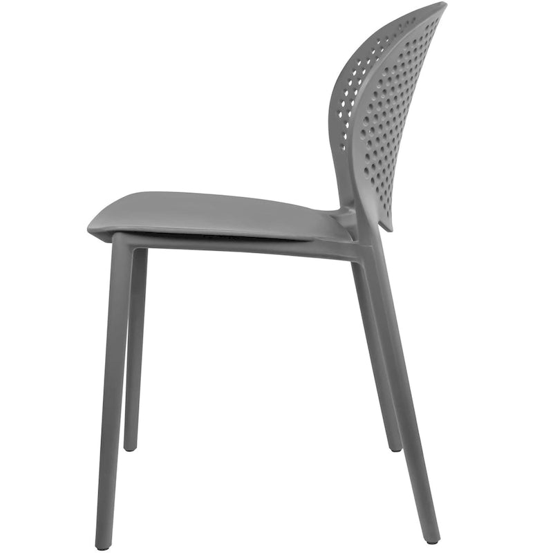 Chaise de salle à manger moderne en plastique pour jardin, patio, intérieur ou extérieur, empilable, protégée contre les UV, sans accoudoirs, avec dossier à pois Surf