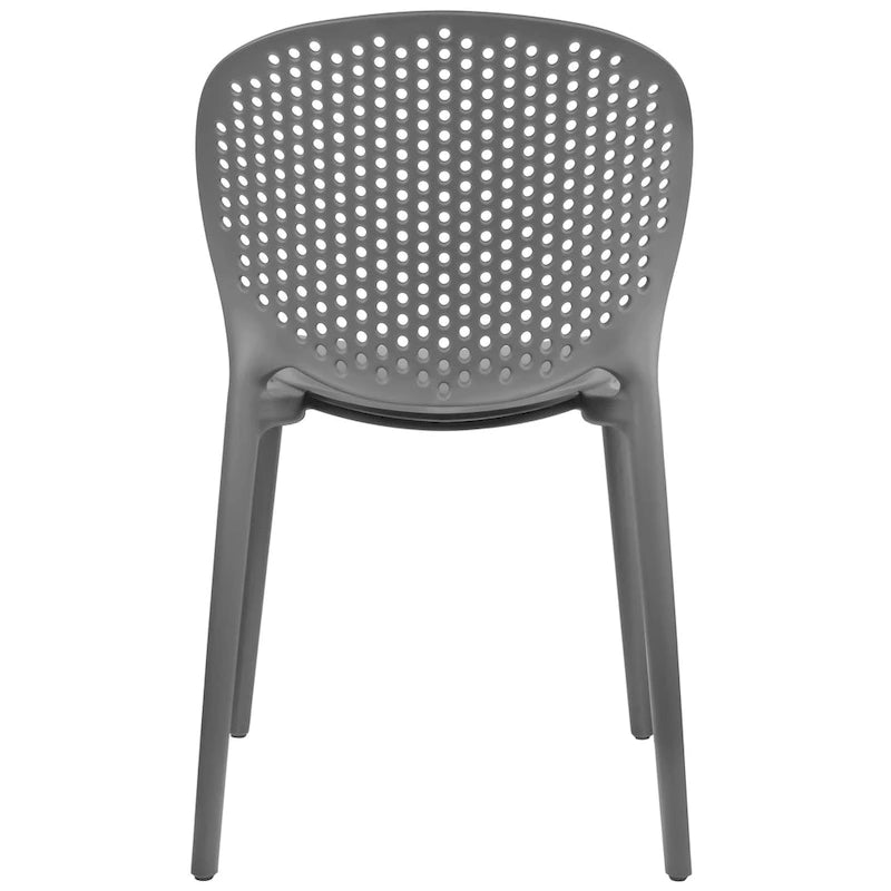 Chaise de salle à manger moderne en plastique pour jardin, patio, intérieur ou extérieur, empilable, protégée contre les UV, sans accoudoirs, avec dossier à pois Surf