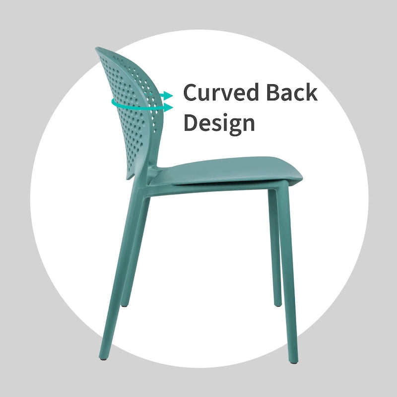 Chaise de salle à manger moderne en plastique pour jardin, patio, intérieur ou extérieur, empilable, protégée contre les UV, sans accoudoirs, avec dossier à pois Surf