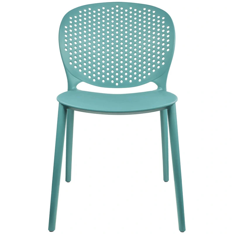 Chaise de salle à manger moderne en plastique pour jardin, patio, intérieur ou extérieur, empilable, protégée contre les UV, sans accoudoirs, avec dossier à pois Surf