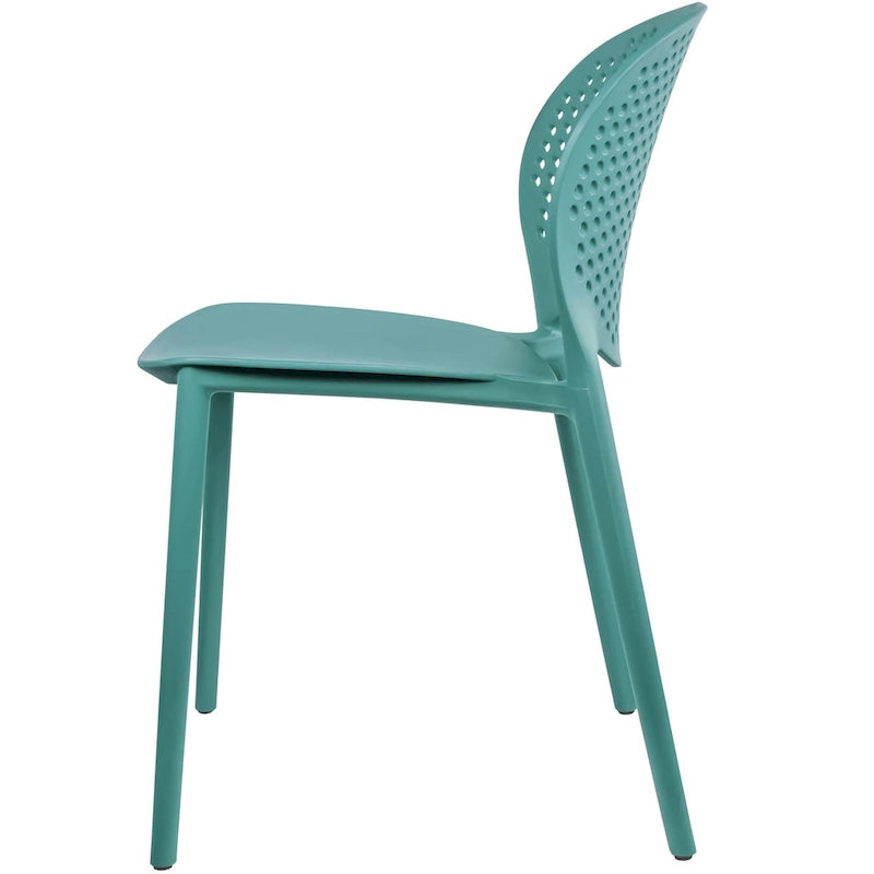 Chaise de salle à manger moderne en plastique pour jardin, patio, intérieur ou extérieur, empilable, protégée contre les UV, sans accoudoirs, avec dossier à pois Surf