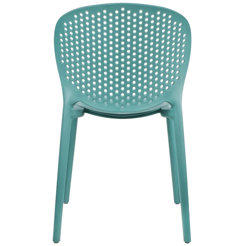 Chaise de salle à manger moderne en plastique pour jardin, patio, intérieur ou extérieur, empilable, protégée contre les UV, sans accoudoirs, avec dossier à pois Surf