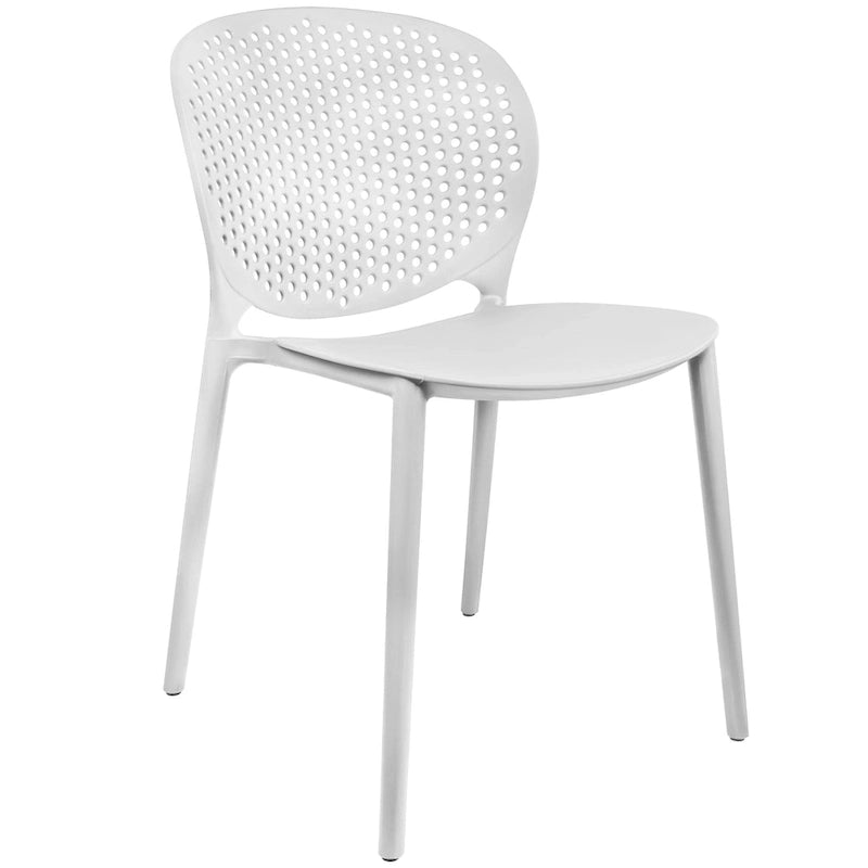 Chaise de salle à manger moderne en plastique pour jardin, patio, intérieur ou extérieur, empilable, protégée contre les UV, sans accoudoirs, avec dossier à pois Surf