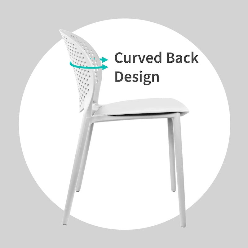Chaise de salle à manger moderne en plastique pour jardin, patio, intérieur ou extérieur, empilable, protégée contre les UV, sans accoudoirs, avec dossier à pois Surf