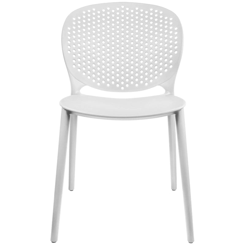 Chaise de salle à manger moderne en plastique pour jardin, patio, intérieur ou extérieur, empilable, protégée contre les UV, sans accoudoirs, avec dossier à pois Surf