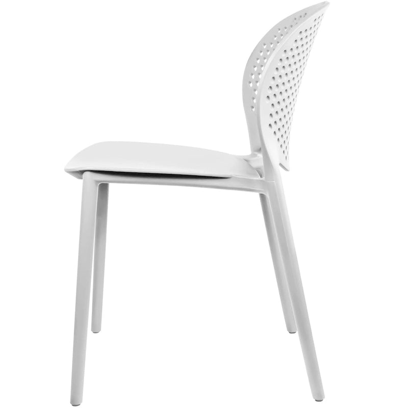 Chaise de salle à manger moderne en plastique pour jardin, patio, intérieur ou extérieur, empilable, protégée contre les UV, sans accoudoirs, avec dossier à pois Surf