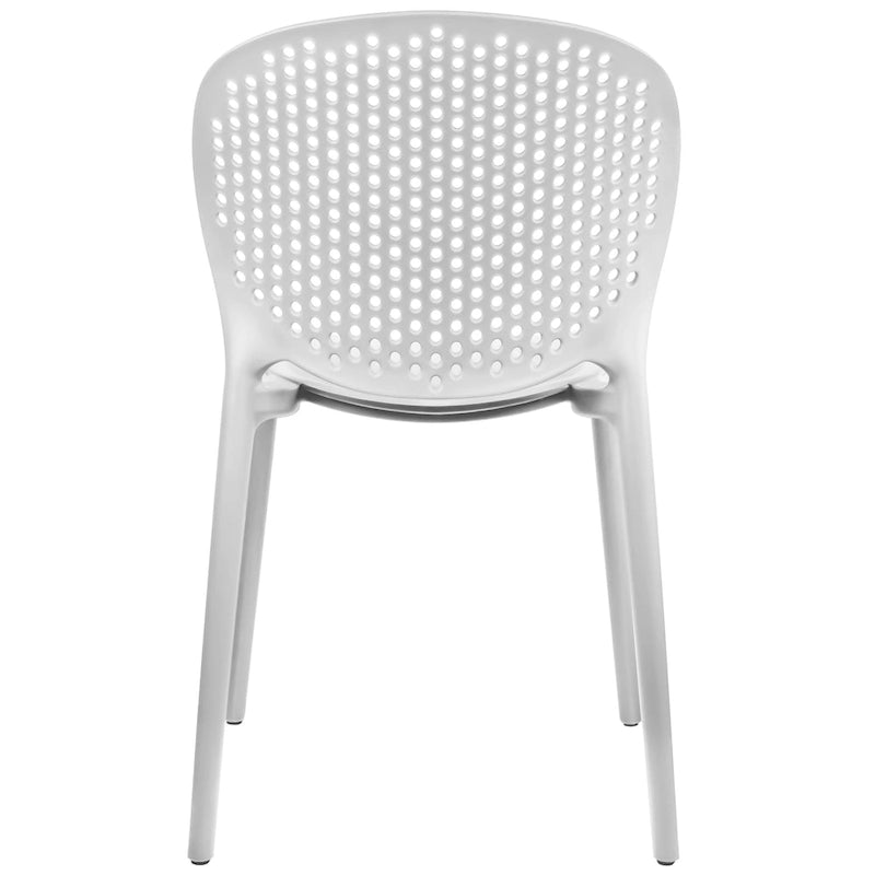 Chaise de salle à manger moderne en plastique pour jardin, patio, intérieur ou extérieur, empilable, protégée contre les UV, sans accoudoirs, avec dossier à pois Surf