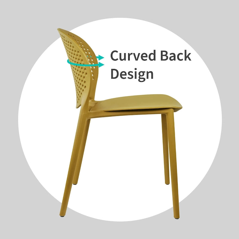 Chaise de salle à manger moderne en plastique pour jardin, patio, intérieur ou extérieur, empilable, protégée contre les UV, sans accoudoirs, avec dossier à pois Surf