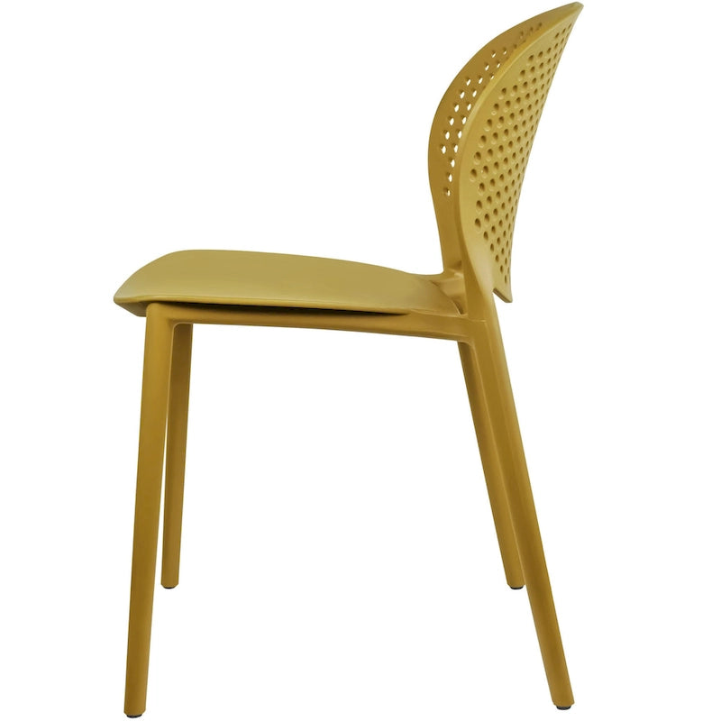 Chaise de salle à manger moderne en plastique pour jardin, patio, intérieur ou extérieur, empilable, protégée contre les UV, sans accoudoirs, avec dossier à pois Surf