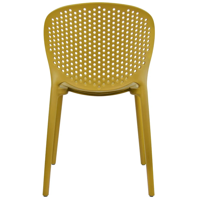 Chaise de salle à manger moderne en plastique pour jardin, patio, intérieur ou extérieur, empilable, protégée contre les UV, sans accoudoirs, avec dossier à pois Surf