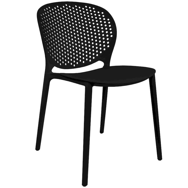 Chaise de salle à manger moderne en plastique pour jardin, patio, intérieur ou extérieur, empilable, protégée contre les UV, sans accoudoirs, avec dossier à pois Surf