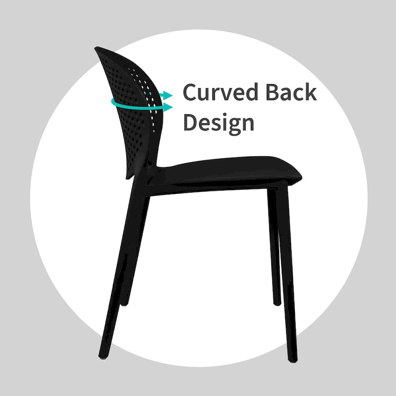 Chaise de salle à manger moderne en plastique pour jardin, patio, intérieur ou extérieur, empilable, protégée contre les UV, sans accoudoirs, avec dossier à pois Surf