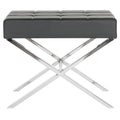 Pouf moderne capitonné en cuir avec base chromée en X