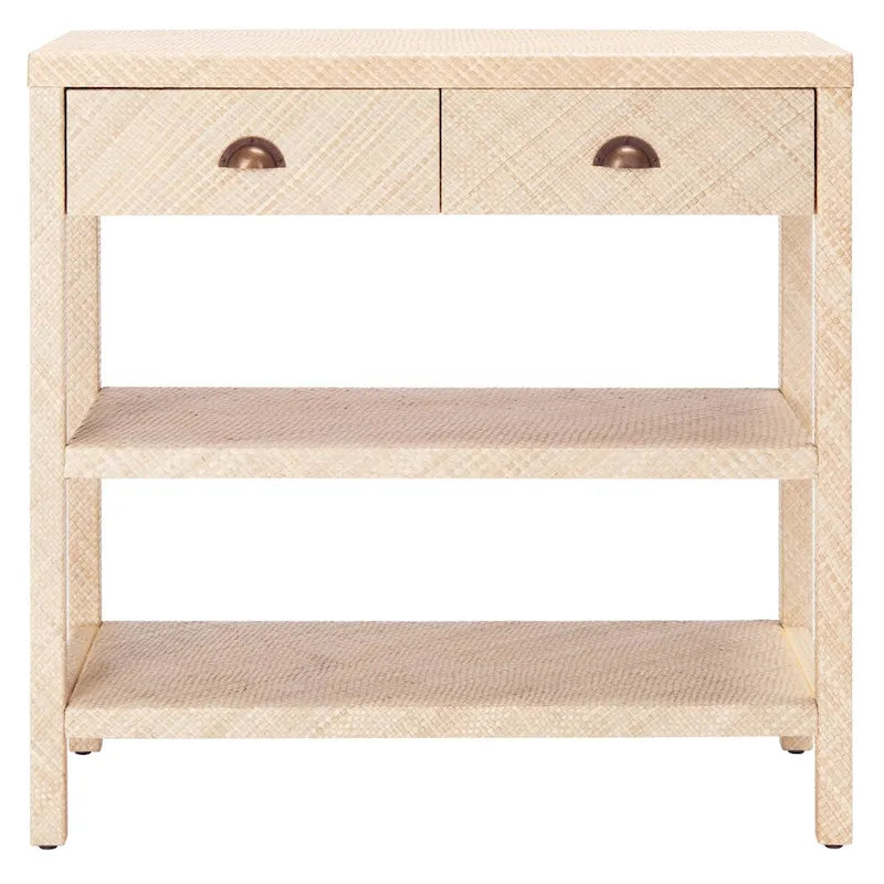 Console en raphia naturel clair/or - 31 l x 14 P x 30 H - 31Lx14Px30H