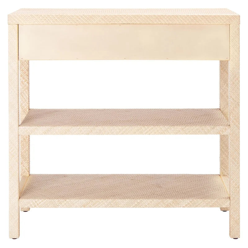 Console en raphia naturel clair/or - 31 l x 14 P x 30 H - 31Lx14Px30H