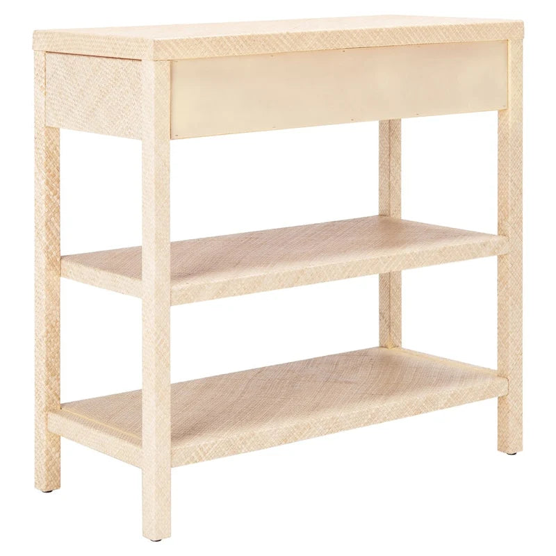 Console en raphia naturel clair/or - 31 l x 14 P x 30 H - 31Lx14Px30H