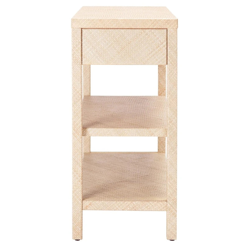Console en raphia naturel clair/or - 31 l x 14 P x 30 H - 31Lx14Px30H