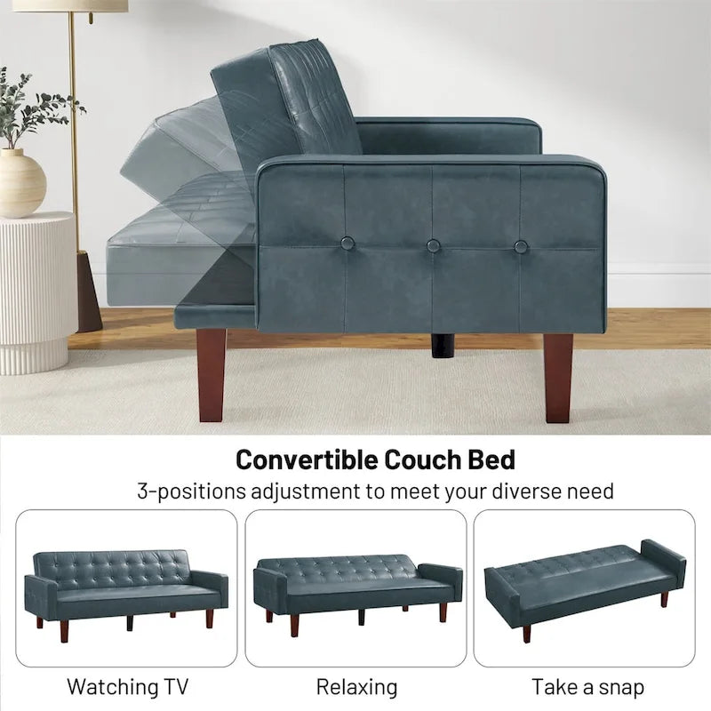 Canapé-lit en similicuir, causeuse convertible, futon moderne, petit futon convertible en lit