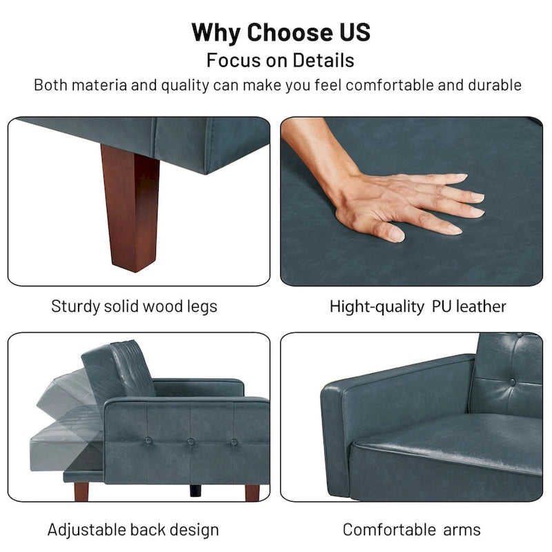 Canapé-lit en similicuir, causeuse convertible, futon moderne, petit futon convertible en lit