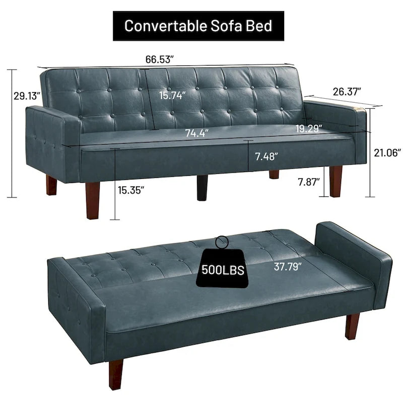 Canapé-lit en similicuir, causeuse convertible, futon moderne, petit futon convertible en lit