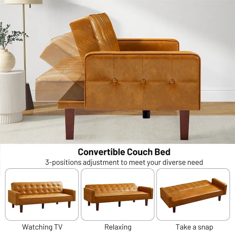 Canapé-lit en similicuir, causeuse convertible, futon moderne, petit futon convertible en lit