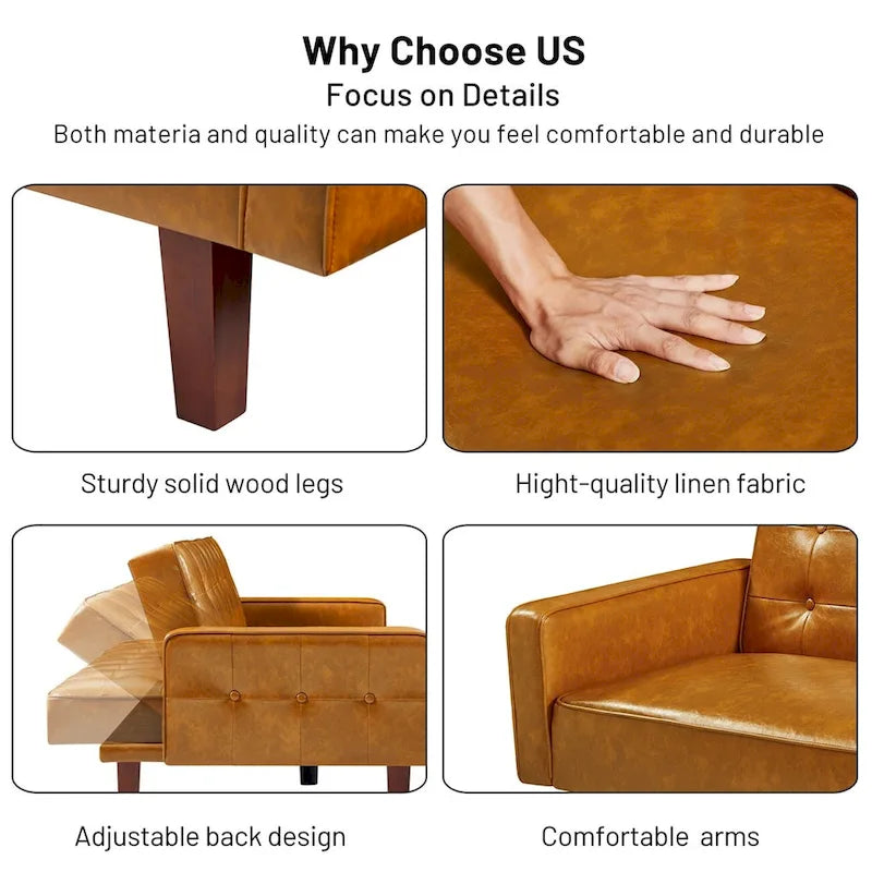 Canapé-lit en similicuir, causeuse convertible, futon moderne, petit futon convertible en lit