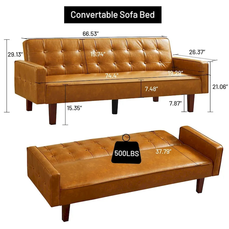 Canapé-lit en similicuir, causeuse convertible, futon moderne, petit futon convertible en lit