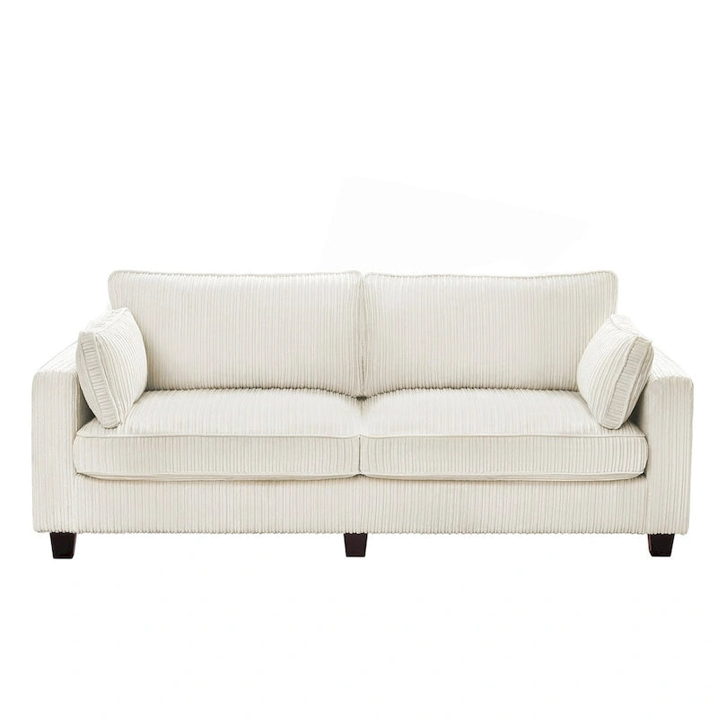 Canapé 3 places moderne en velours côtelé, canapé rectangulaire rembourré en polyester pour salon - 81W X 33D X 26H