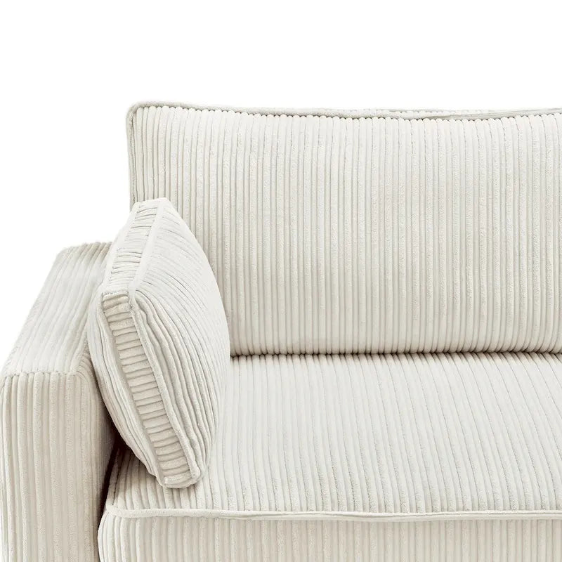 Canapé 3 places moderne en velours côtelé, canapé rectangulaire rembourré en polyester pour salon - 81W X 33D X 26H