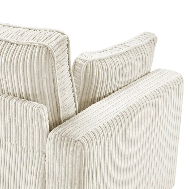 Canapé 3 places moderne en velours côtelé, canapé rectangulaire rembourré en polyester pour salon - 81W X 33D X 26H