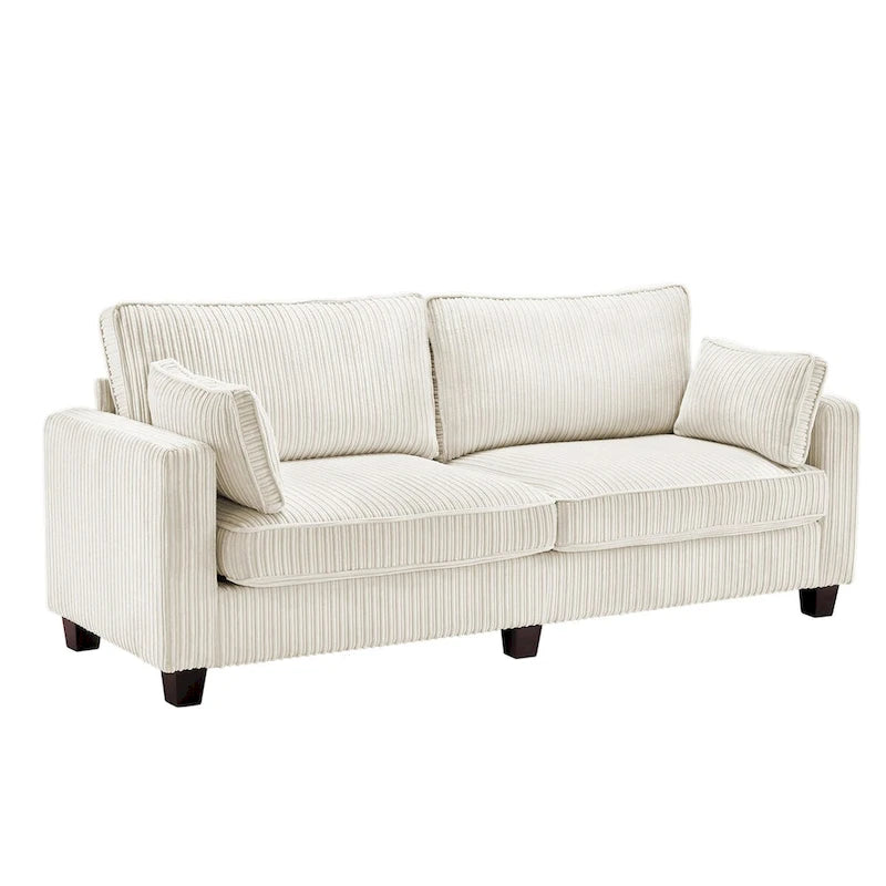 Canapé 3 places moderne en velours côtelé, canapé rectangulaire rembourré en polyester pour salon - 81W X 33D X 26H