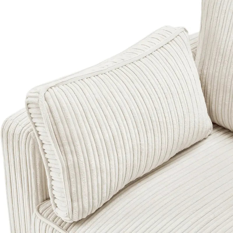 Canapé 3 places moderne en velours côtelé, canapé rectangulaire rembourré en polyester pour salon - 81W X 33D X 26H