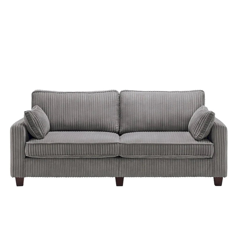 Canapé 3 places moderne en velours côtelé, canapé rectangulaire rembourré en polyester pour salon - 81W X 33D X 26H