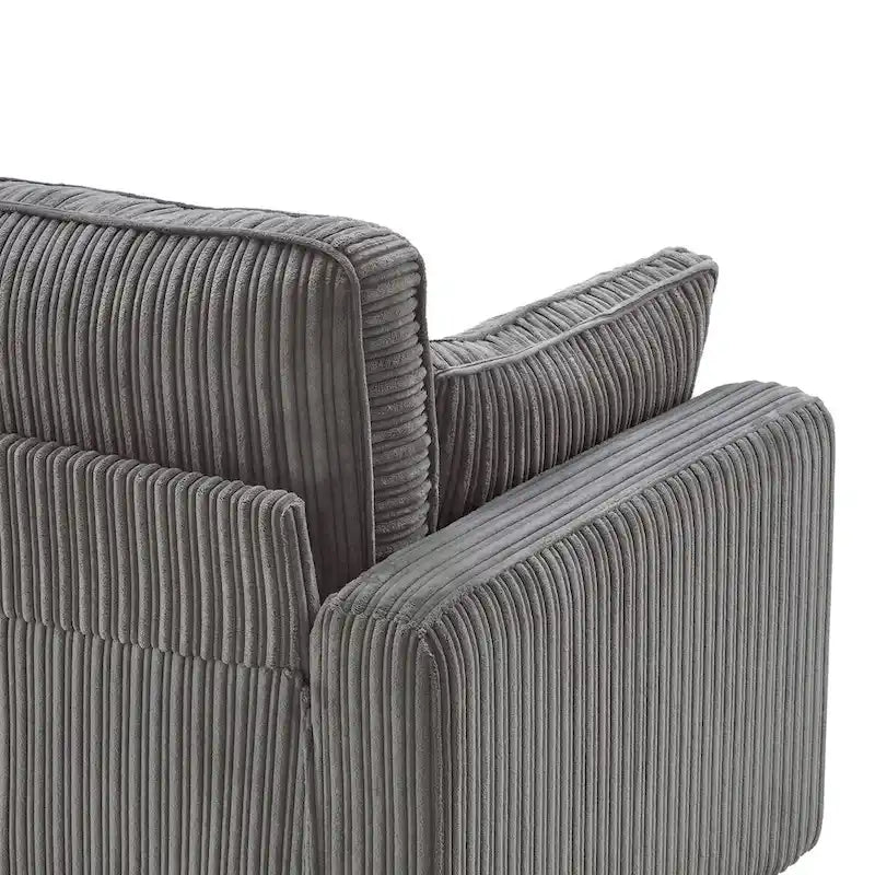 Canapé 3 places moderne en velours côtelé, canapé rectangulaire rembourré en polyester pour salon - 81W X 33D X 26H