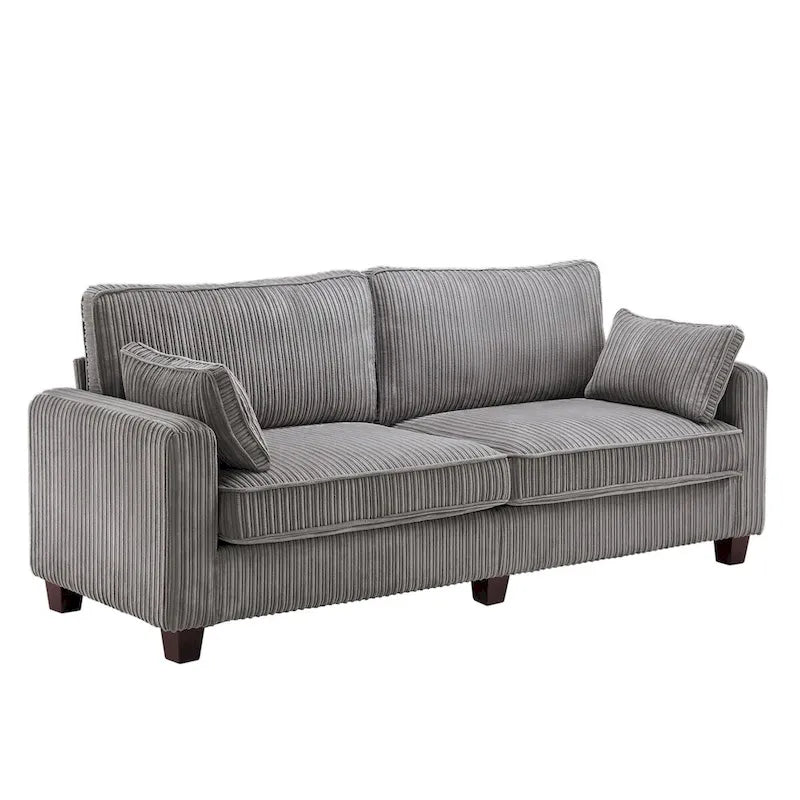 Canapé 3 places moderne en velours côtelé, canapé rectangulaire rembourré en polyester pour salon - 81W X 33D X 26H