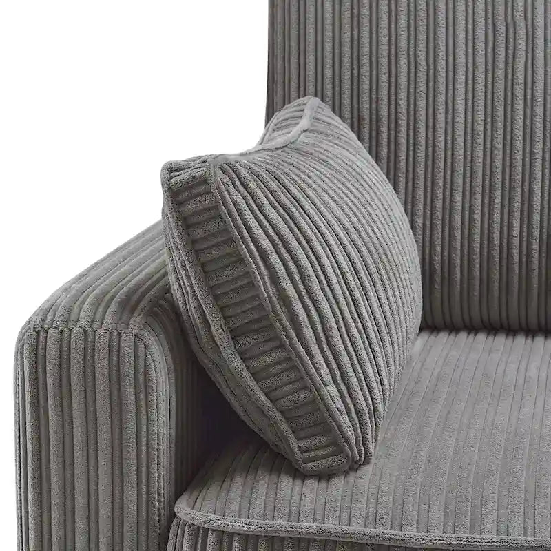 Canapé 3 places moderne en velours côtelé, canapé rectangulaire rembourré en polyester pour salon - 81W X 33D X 26H